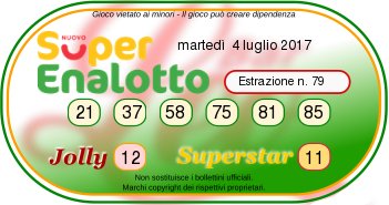 Superenalotto di martedì 04-07-2017 concorso n.79